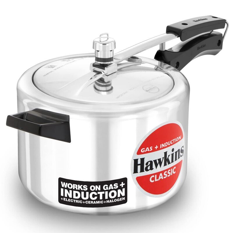 Hawkins 5 Litre Classic Pressure Cooker, Induction Inner Lid Cooker, Pan Cooker, Best Cooker, Silver (ICL50, Aluminium)