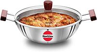 Hawkins 5 Litre Deep Kadhai, Triply Stainless Steel Kadai with Glass Lid, Flat Bottom Induction Deep Kadhai, Big Kadai, Silver (SSK50G)