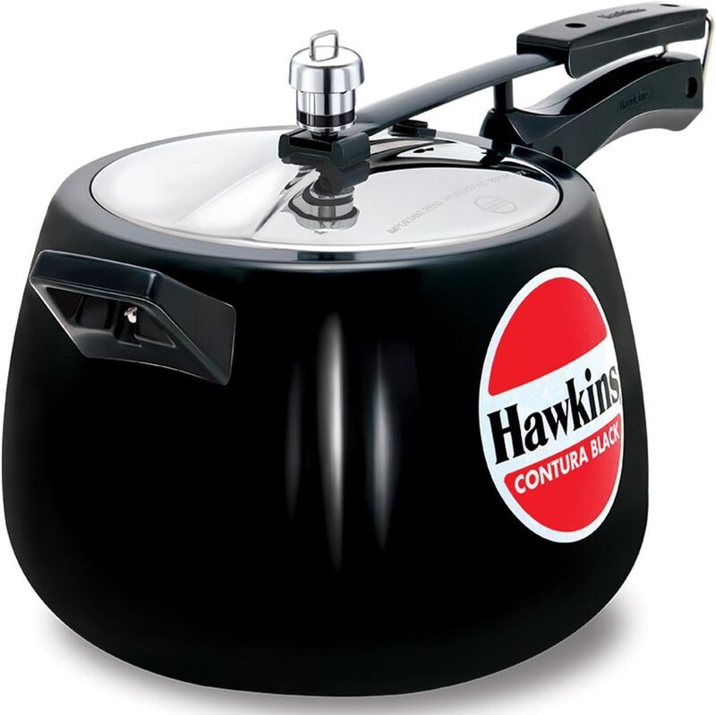 Hawkins 6.5 Litre Contura Black Pressure Cooker, Hard Anodised Inner Lid Cooker, Handi Cooker, Black (CB65)