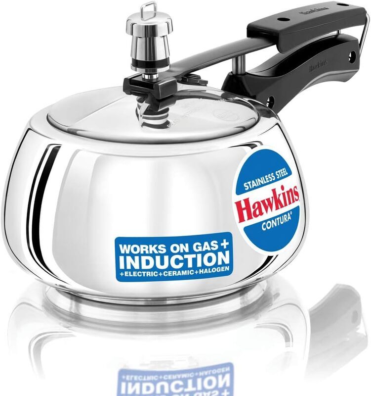 Hawkins Contura Stainless Steel Pressure Cooker, 2.0 Liter Capacity