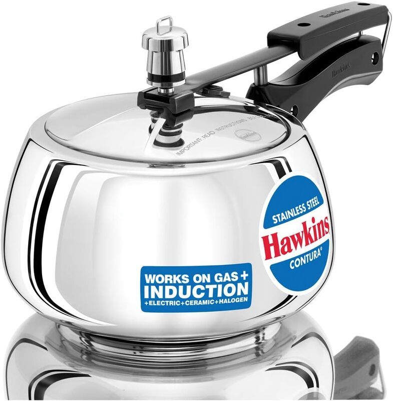 Hawkins Contura Stainless Steel Pressure Cooker, 3.0 Liter Capacity