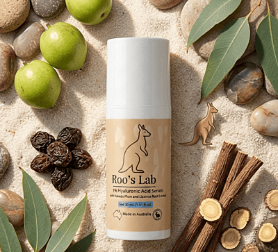 Roo's Lab 1% Hyaluronic Acid Serum 30ml, Made in Australia, Vegan, Cruelty Free