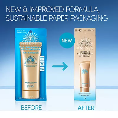 Lightweight gel texture of ANESSA sunscreen on hand