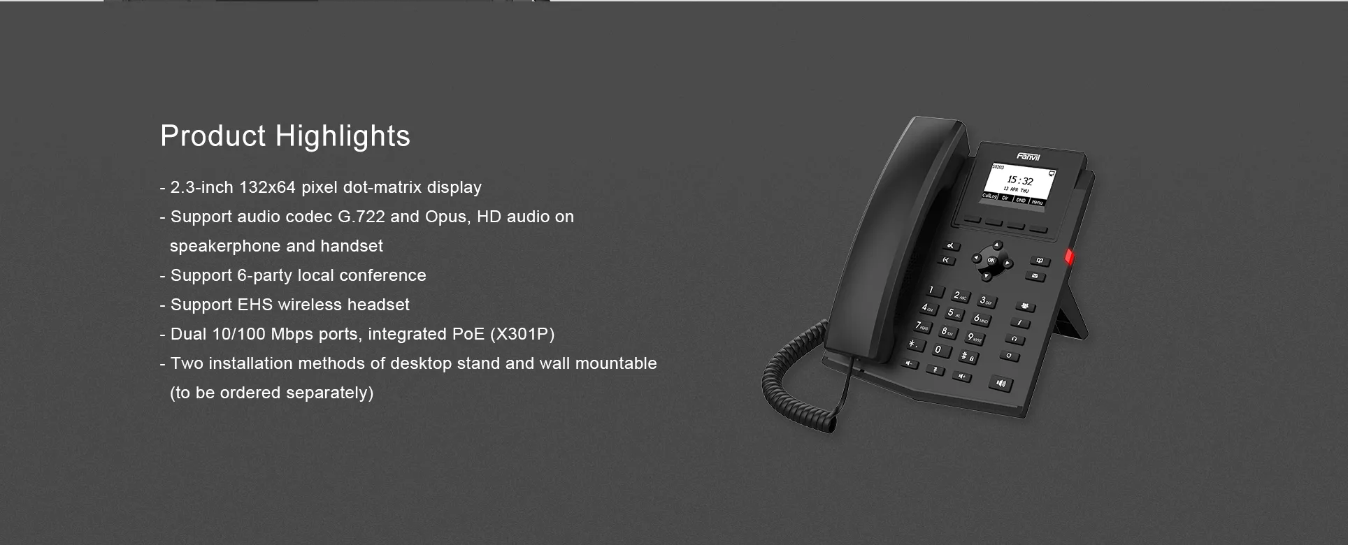 Fanvil X301P Entry Level IP Phone