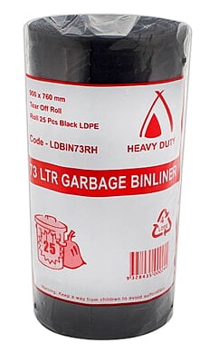 73ltr Premium Heavy Duty Bin liners 25 per roll Ctn/10