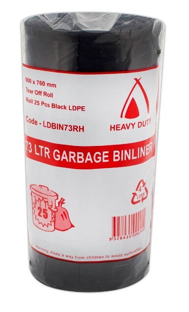 73ltr Premium Heavy Duty Bin liners 25 per roll Ctn/10