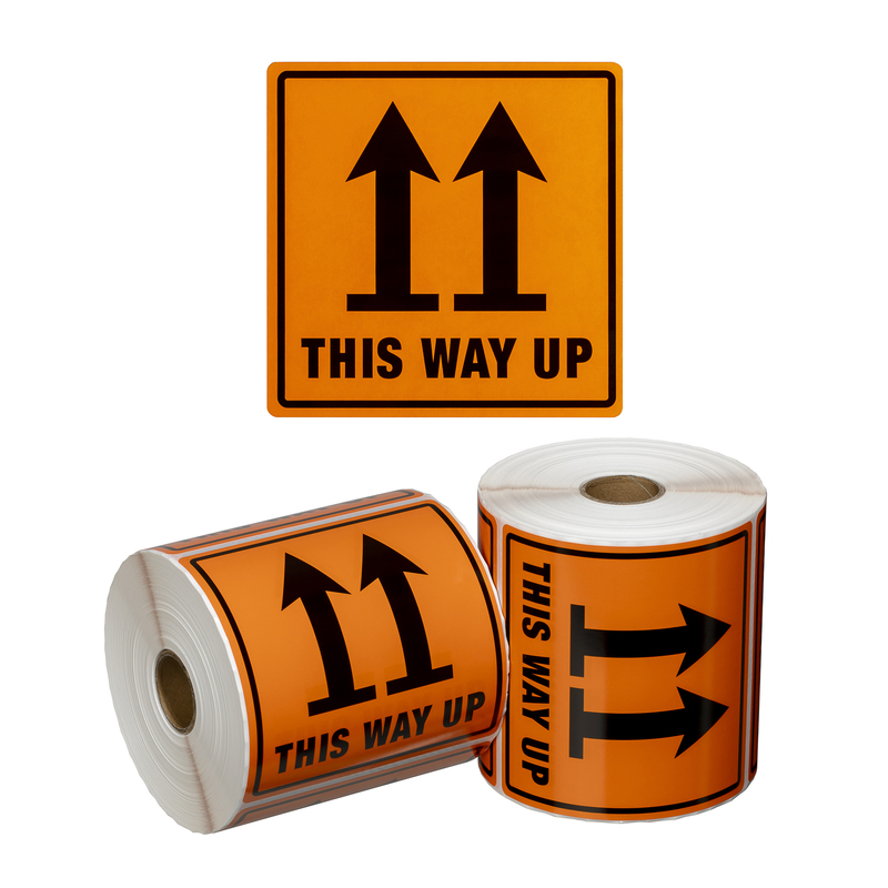 Label This Way Up - Orange/Black, 99mm x 99mm, 500pcs/roll