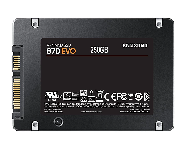 Samsung 870 Evo 250GB 2.5 SATA Iii 6GB/s SSD 560R/530W MB/s 98K/88K Iops 150TBW Aes 256-bit Encryption 5yrs Wty ~MZ-76E250BW