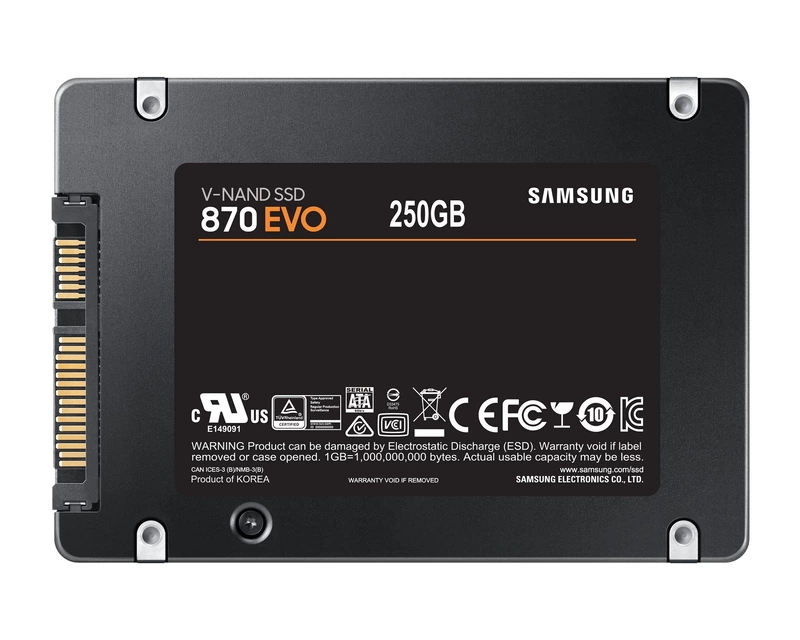 Samsung 870 Evo 250GB 2.5 SATA Iii 6GB/s SSD 560R/530W MB/s 98K/88K Iops 150TBW Aes 256-bit Encryption 5yrs Wty ~MZ-76E250BW