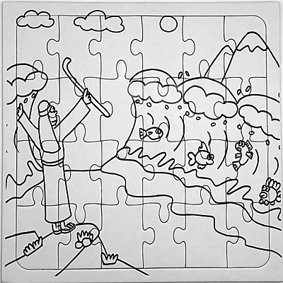 Passover Moses Parting the Red Sea Colouring-In Puzzle – 24 Pieces