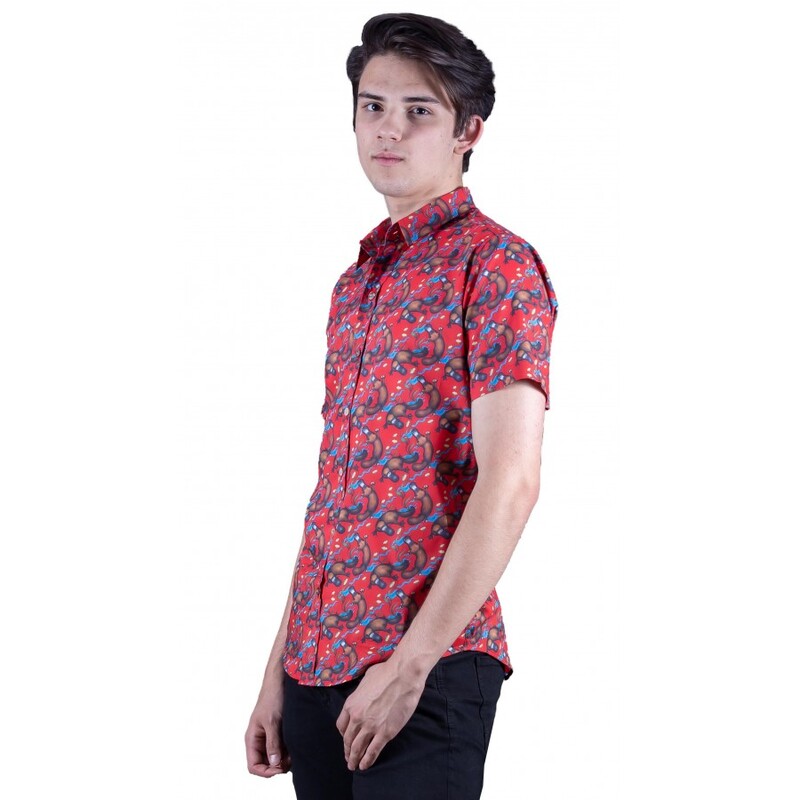 Platypus Red Shirt - Ozzie Mens Short Sleeve Shirt Platypus Red Shirt - Ozzie Mens Short Sleeve Shirt