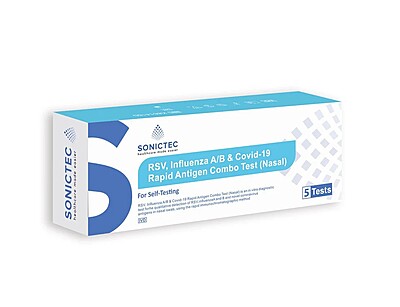 Sonictec 5Pack RSV, Covid-19,Influenza A&B 4 in 1 Antigen Test Kit