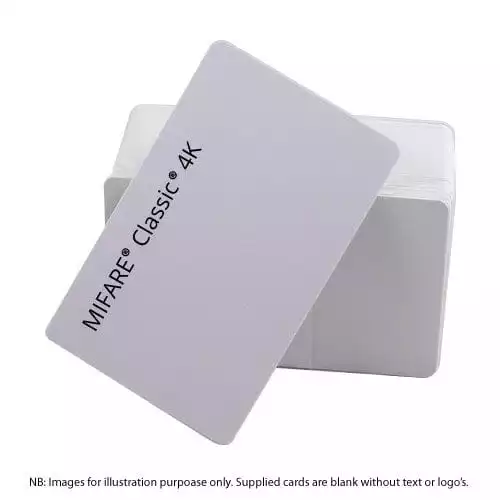 Cards .76mm PVC MIFARE 4K Plain White (100 Pack)