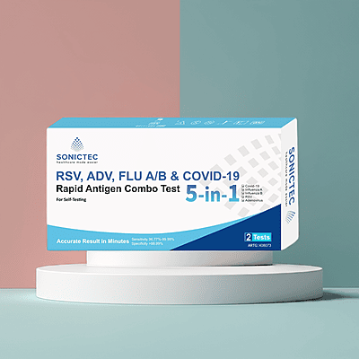 Sonictec 5 in 1 RSV, ADV, FLU A/B & COVID-19 Self Test Kit 2 tests