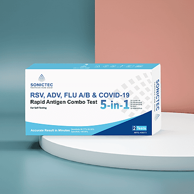 Sonictec 5 in 1 RSV, ADV, FLU A/B & COVID-19 Self Test Kit 2 tests