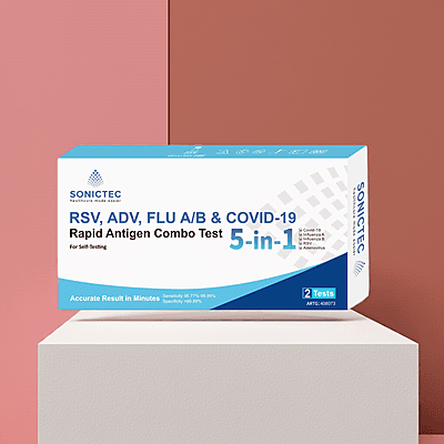 Sonictec 5 in 1 RSV, ADV, FLU A/B & COVID-19 Self Test Kit 2 tests