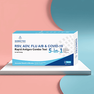 Sonictec 5 in 1 RSV, ADV, FLU A/B & COVID-19 Self Test Kit 2 tests