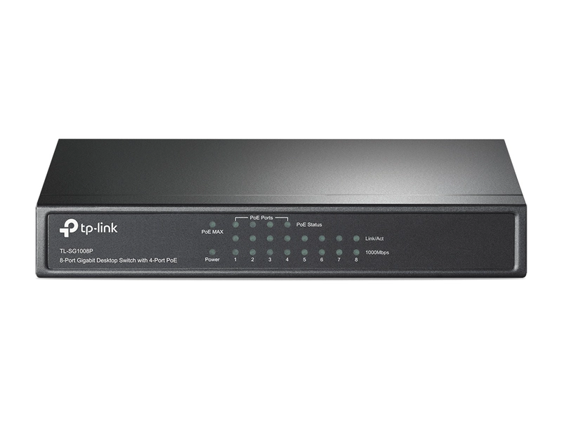 TP-Link TL-SG1008P 8-Port Gigabit Desktop Unmanaged Switch with 4-Port PoE 53W IEEE 802.3af, Up to 64W for all PoE ports,Up to 15.4W for each PoE por