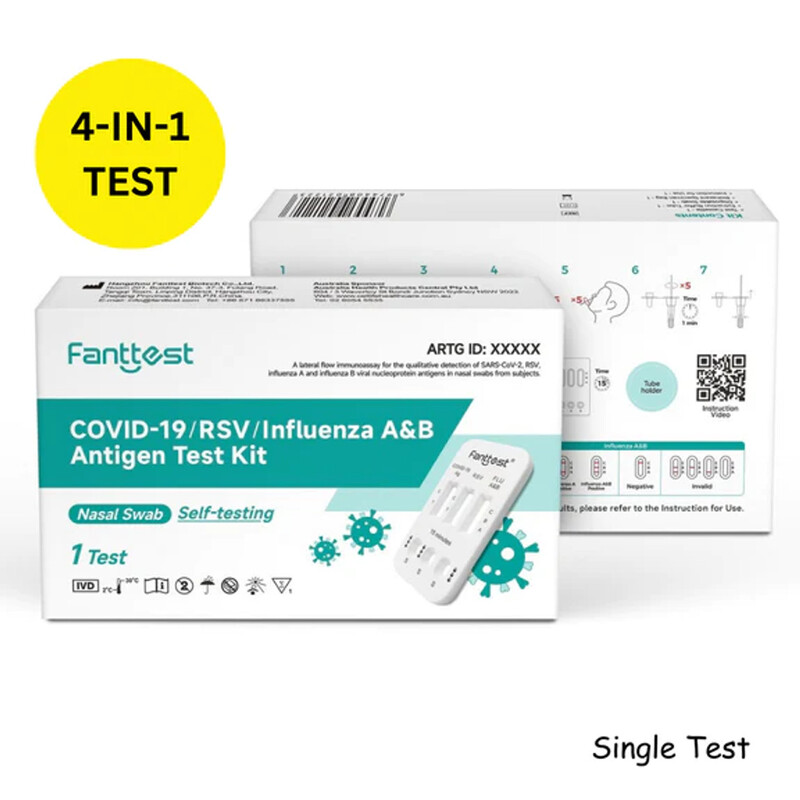 Single Fanttest COVID-19/RSV/FLU A&B Antigen Combo Rapid Test Kit (4 in 1)