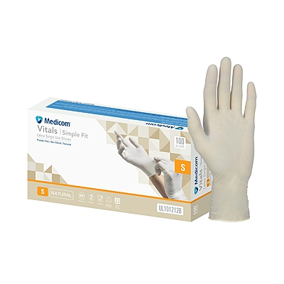 Medicom Vitals Simple Fit Latex Powder Free Gloves Natural Pack Of 100 Medicom Vitals Simple Fit Latex Powder Free Gloves Natural Pack Of 100