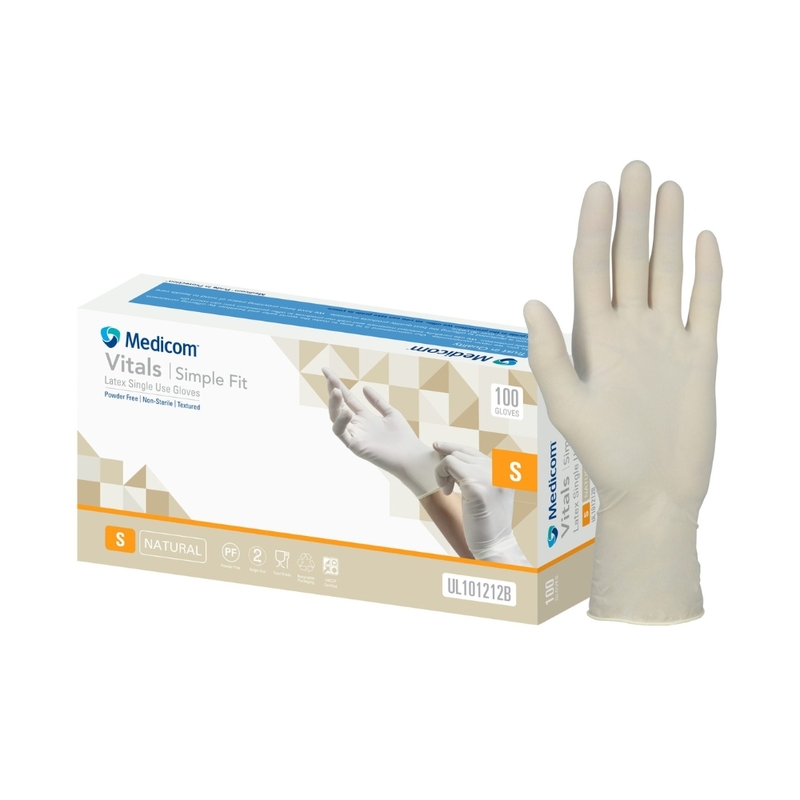 Medicom Vitals Simple Fit Latex Powder Free Gloves Natural Pack Of 100
