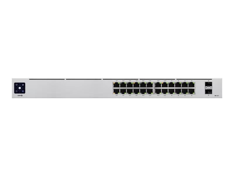 Ubiquiti UniFi 24 port Managed Gigabit Switch - 16x PoE+ Ports, 8x Gigabit Ethernet Ports, with 2xSFP - 120W - Touch Display - Fanless - GEN2