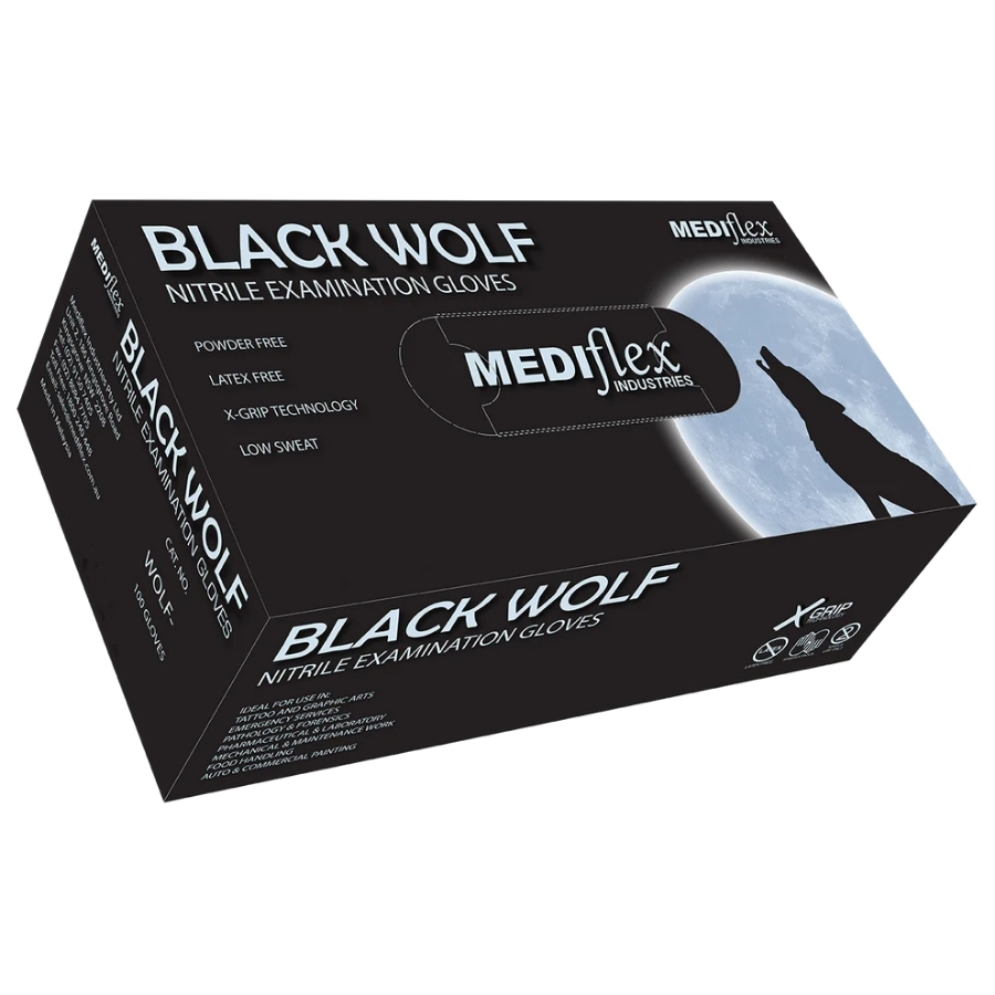 Mediflex Black Wolf Powder Free Nitrile Gloves Pack Of 100 Mediflex Black Wolf Powder Free Nitrile Gloves Pack Of 100