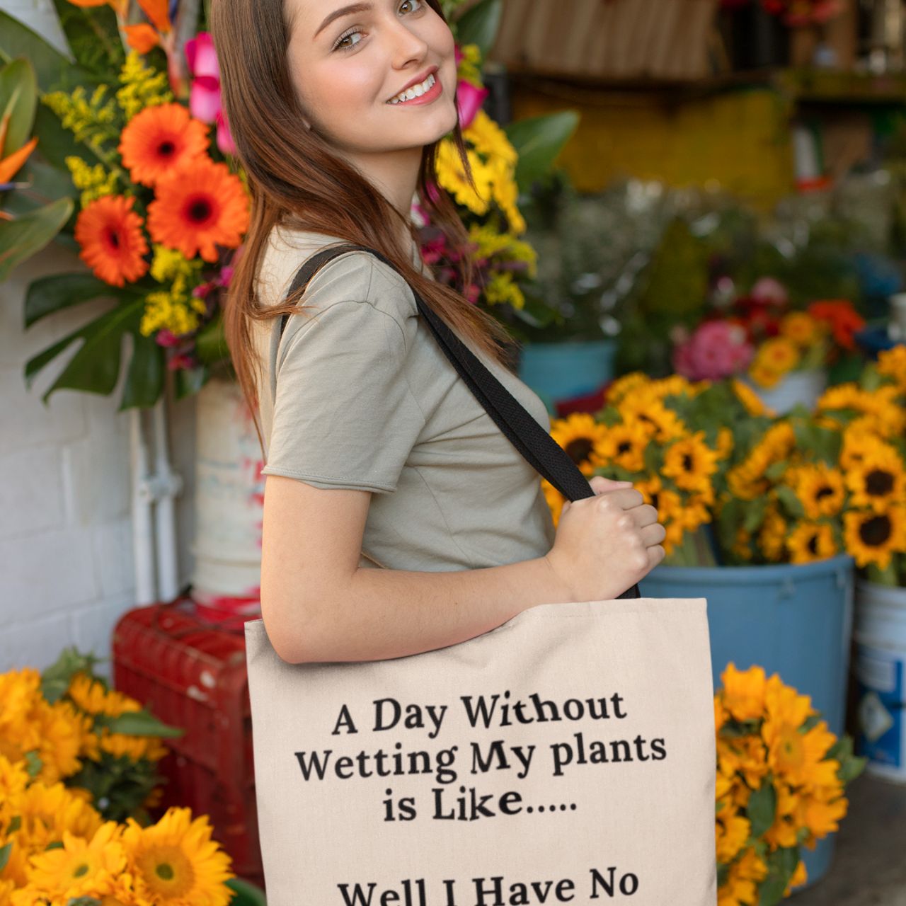Wetting My Plants Orchid Large Tote Bag