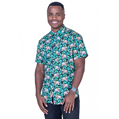 Wombat Black Shirt- Ozzie Mens Short Sleeve Shirt