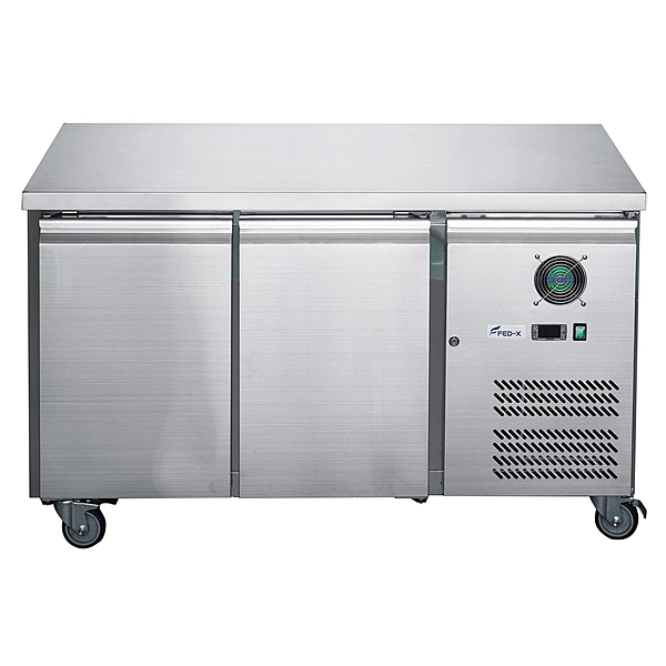 FED-X Stainless Steel Two Door Bench Freezer - XUB7F13S2V
