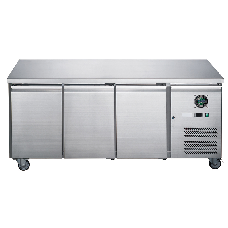 FED-X Stainless Steel Three Door Bench Freezer - XUB7F18S3V