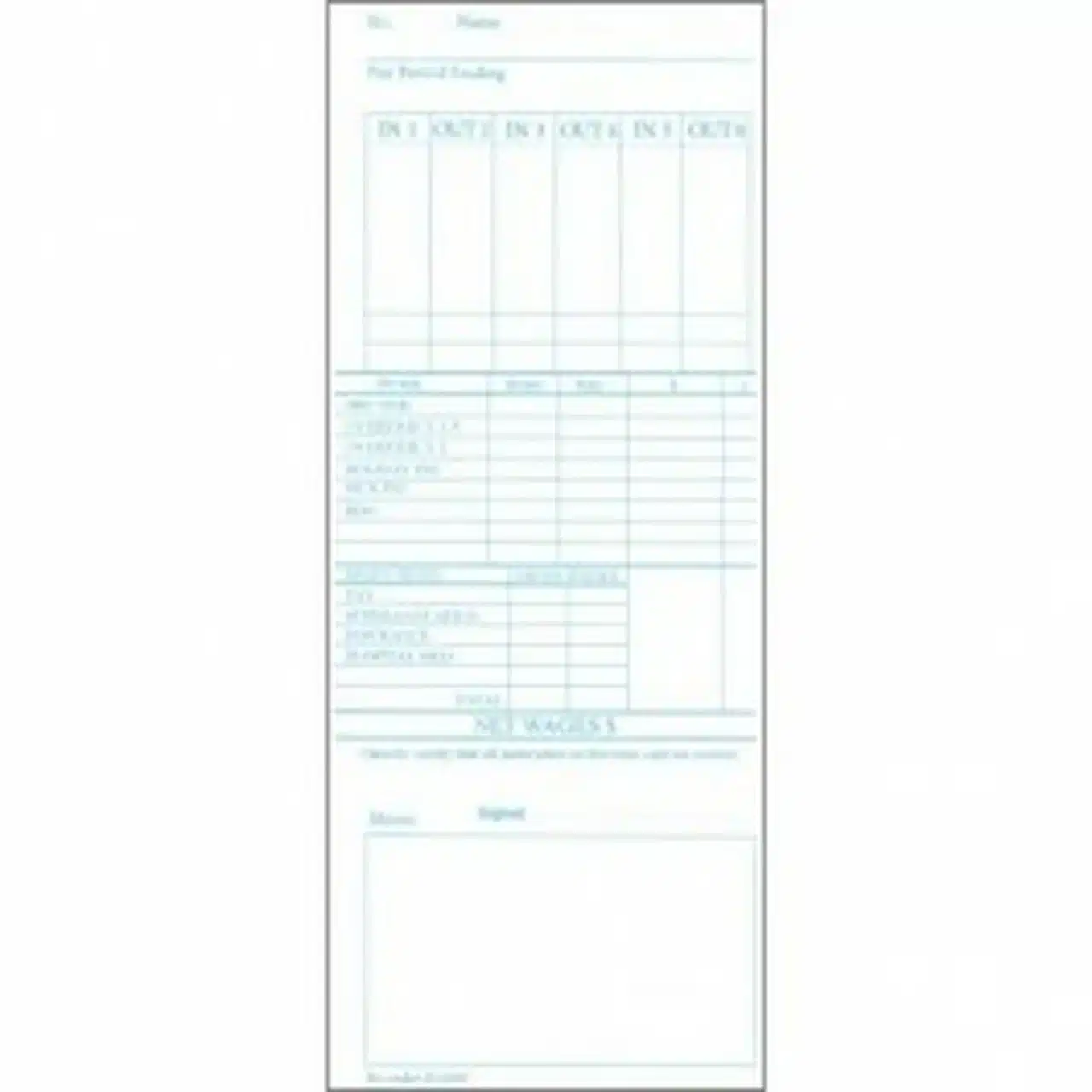 TLM Z120A Weekly Time Card