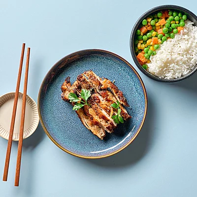 Vietnamese Lemongrass Chicken, Rice, Mixed Vegetables