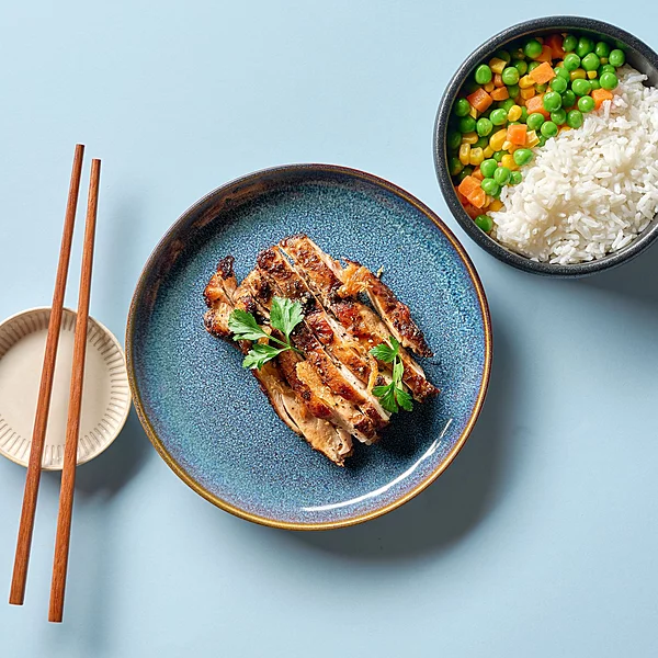 Vietnamese Lemongrass Chicken, Rice, Mixed Vegetables