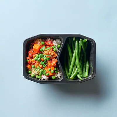 Spanish Chicken, Chorizo Paella, Green Beans