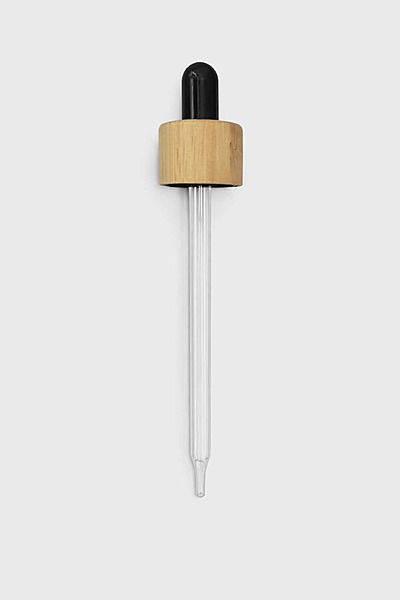 Bamboo Dropper for 15ml Euro Bottle - Black Rubber