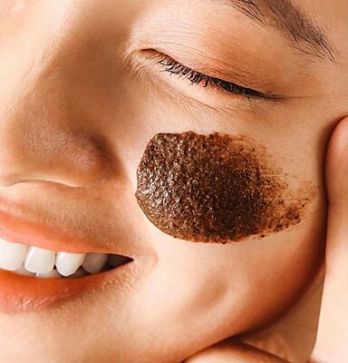Coffee face scrub with natural grounds for smooth skin