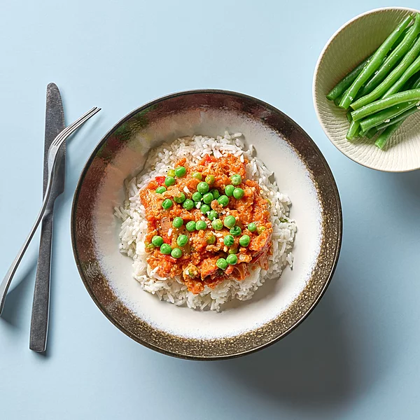 Spanish Chicken, Chorizo Paella, Green Beans