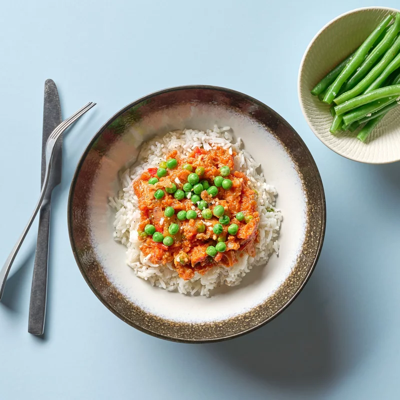 Spanish Chicken, Chorizo Paella, Green Beans