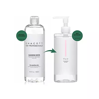 Using CHACOTT Cleansing Water to remove makeup effortlessly