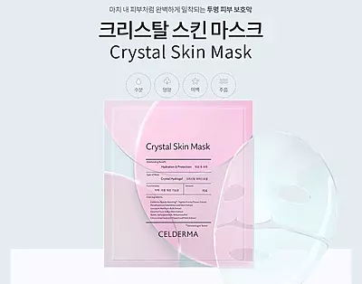 Applying CELDERMA Crystal Skin Mask for deep skin hydration