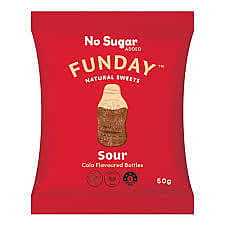 Funday Natural Sweets - Sour Cola Bottles 50g (Order 12 for box discount)