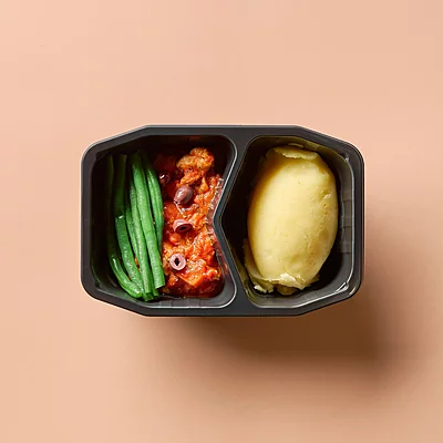 Italian Chicken Cacciatore With Mashed Potato, Green Beans