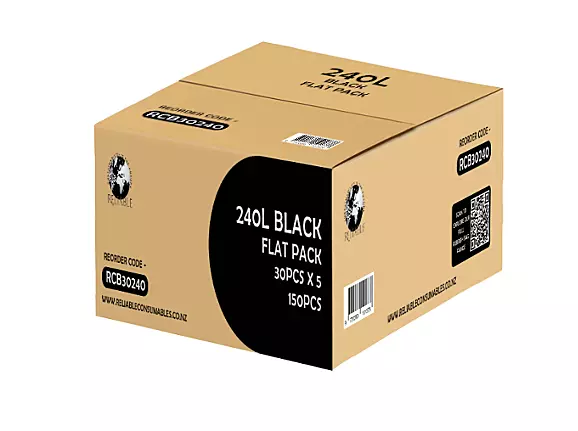 FP Rubbish Bags Black Regular 240L, 150pcs/ctn