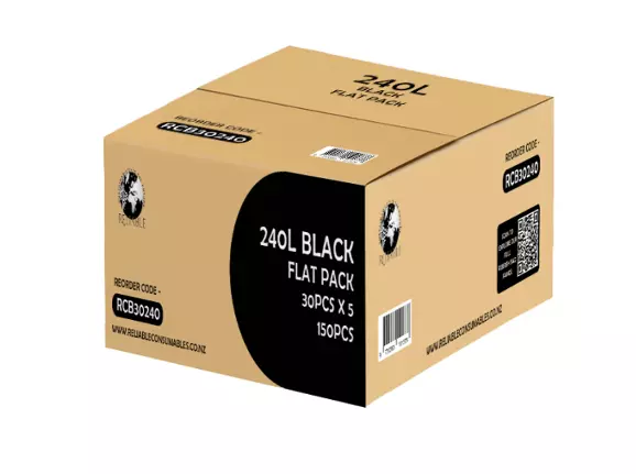FP Rubbish Bags Black Regular 240L, 150pcs/ctn