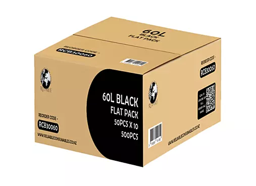 FP Rubbish Bags Black 60L, 50pcs/unit