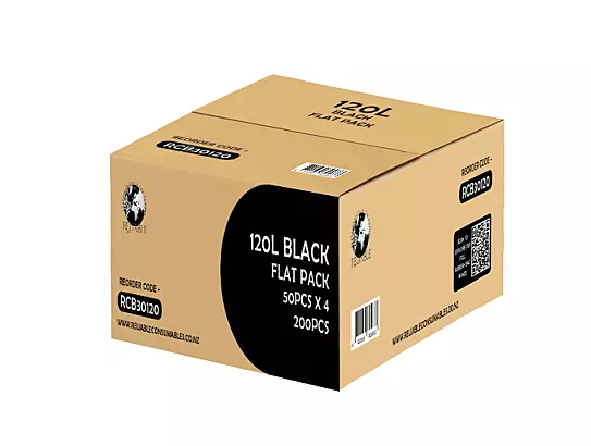 FP Rubbish Bags Black 120L, 200pcs/ctn