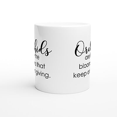 Keep On Giving Orchid Black Coffee Mug