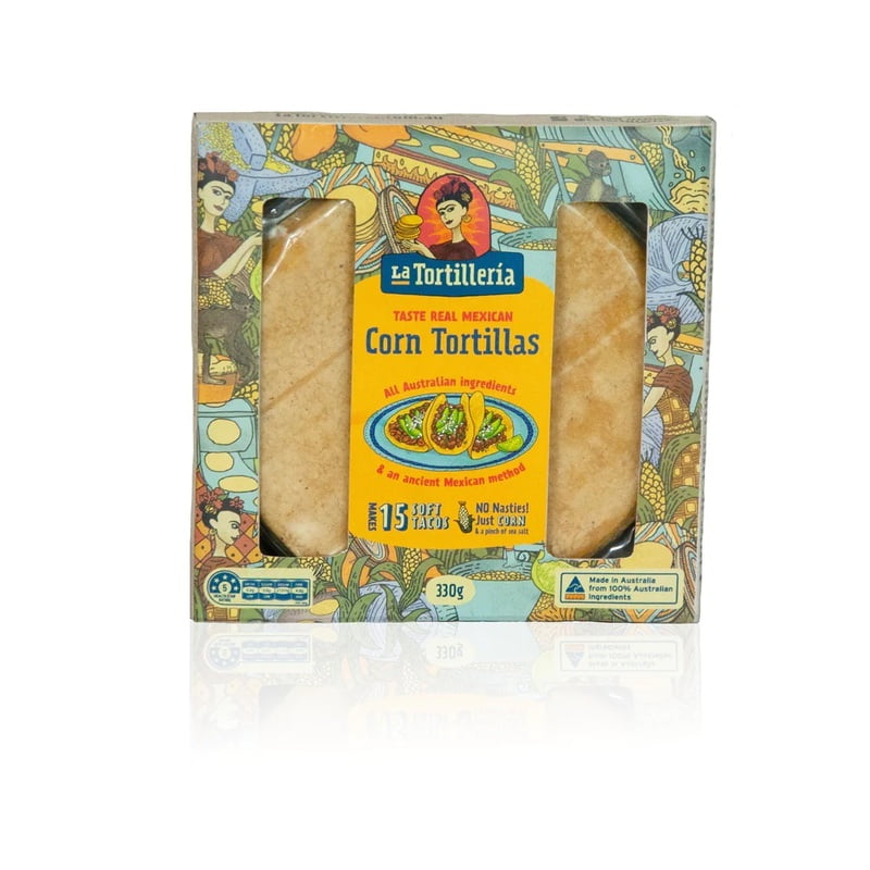 La Tortilleria 14.5cm Corn Tortillas (15 in a pack 330g) X 10 La Tortilleria 14.5cm Corn Tortillas (15 in a pack 330g) X 10