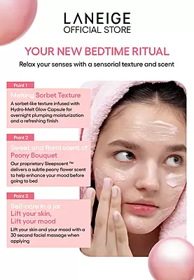 Close-up of LANEIGE Bouncy & Firm Sleeping Mask Texture – Lightweight Gel-Cream